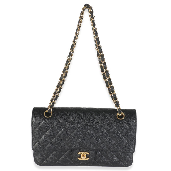 Chanel Black Quilted Caviar Medium Classic Double Flap Handbag - Picture 6 of 8